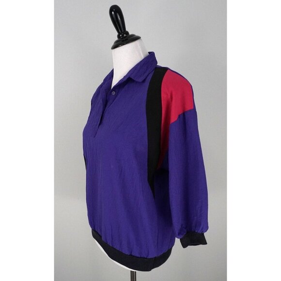 Vtg 80s Ms. Paquette Purple Hot Pink 3/4 Sleeve Jumper Collared Jacket Top Small - Picture 3 of 6